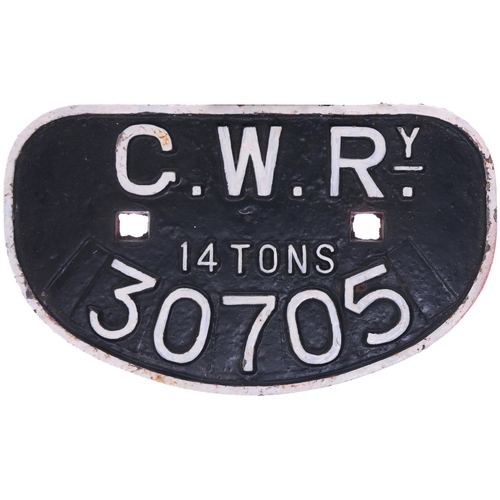 1091 - GWR D wagonplates, 12, 14, 14 and 20 Tons. (4)