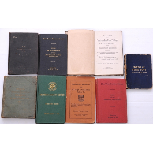 1099 - Rule books, US Army 1900 (splits), 1917, Pennsylvania Lines West of Pittsburgh 1889, SR, NYC, UP, et... 