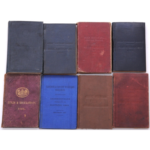 1112 - Rule books, pre-group, SER 1898, LSWR Electric 1915, GCR 1920, GNR 1899 (x2), LBSCR 1917, marks, HWR... 