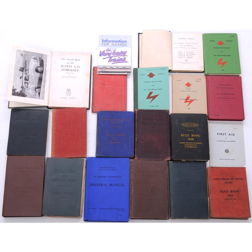 1117 - Rule books, LMS, LTE, LPTB 1933, LNER, AC Driver's Manual, SR and various BR and instructions. (20)