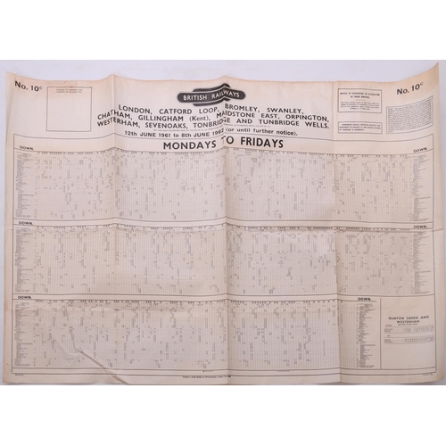 1124 - BR(S) poster timetable, London-Tunbridge Wells 1961-1962, Mondays-Fridays, Saturdays (No 10C and 11C... 