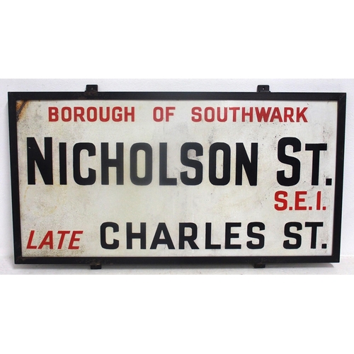 1129 - Early 20th Century enamel framed street sign 