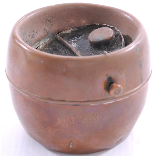 1156 - GER ashtray, copper with flip top lid, height 2½