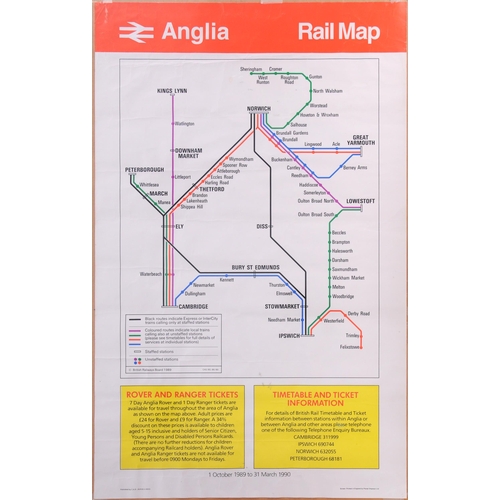 1157 - BR(E) poster, MARCH, train departures 1986-1987, includes THE EUROPEAN Harwich-Glasgow, Edinburgh bo... 