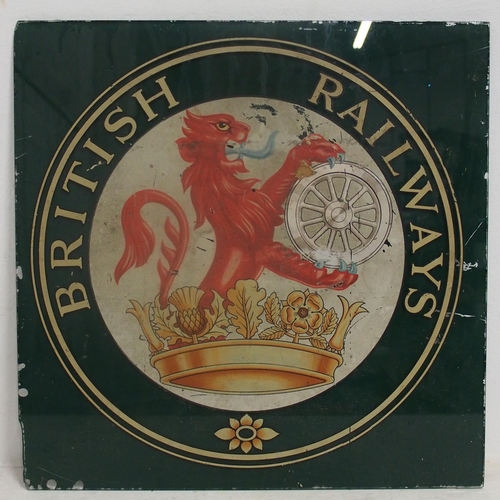 1165 - British Railways carriage logo mounted on glass, 18