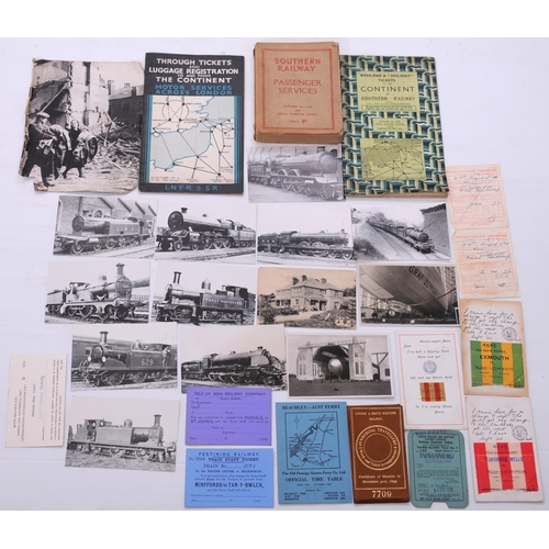 1172 - Postcards, comic, Station Hotel, Woody Bay, Graf Zeppelin, also LSWR Commercial Travellers ticket ho... 