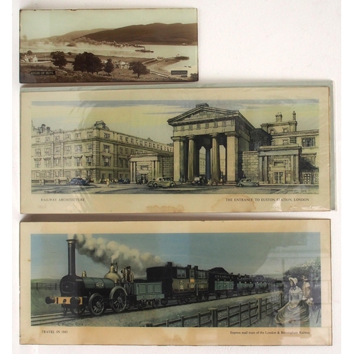 610 - Carriage prints (unframed) attached to glass - London Midland & Scottish Rly 