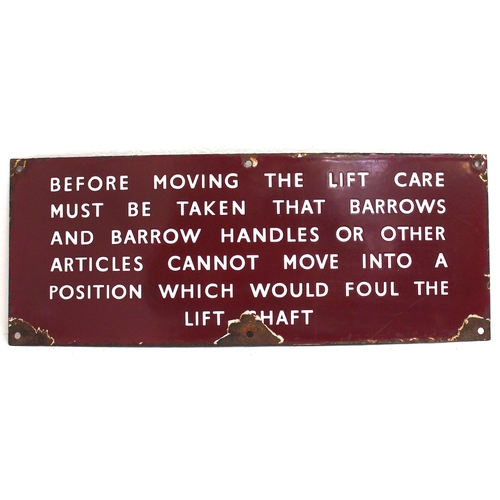 612 - British Railways (Midland) enamel notice reference usage of lift & hand barrows, 18