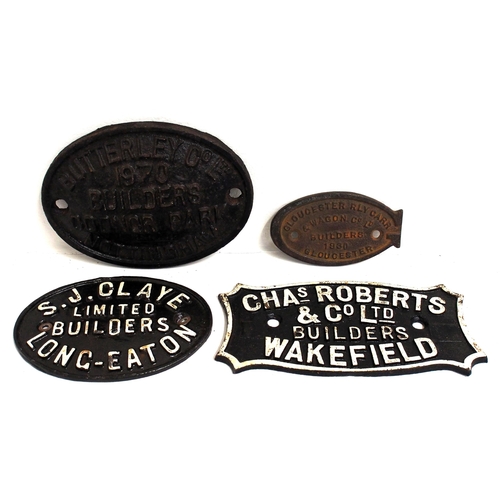 619 - Wagon plates - Gloucester Rly carriage & wagon C/I builders plate 1930, S.J. Clay Long Eaton (convex... 