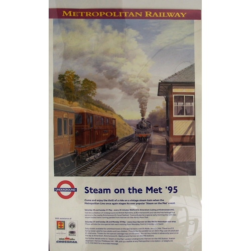 627 - Poster - Steam On The Met, double royal, a fine view of a Met electric loco passing a steam-hauled s... 