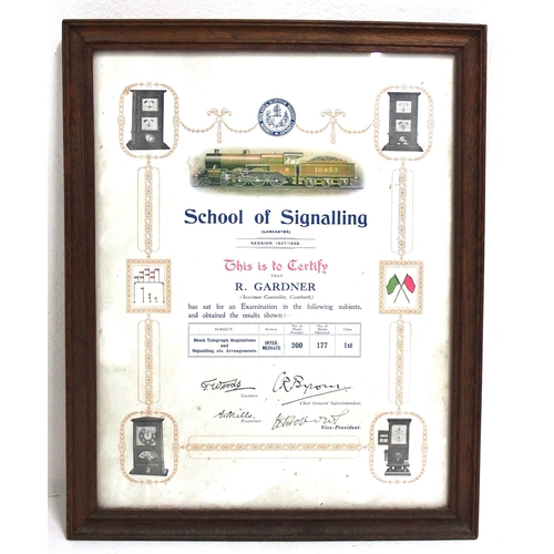 646 - London Midland & Scottish Railway framed & glazed signalling certificate 14