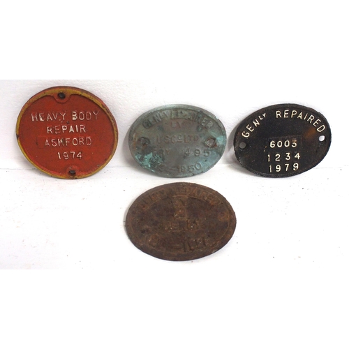 669 - British Railways C/I rolling stock repair plates - 