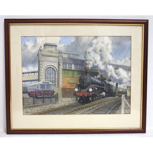 692 - Original framed & glazed watercolour painting of 73082 at Dover by M A Turner, 20¼