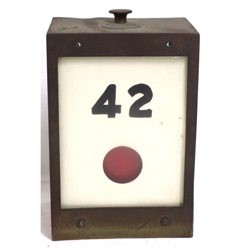 713 - London South Western Railway brass cased signal box indicator for Lever 42, flag free moving. (Dispa... 