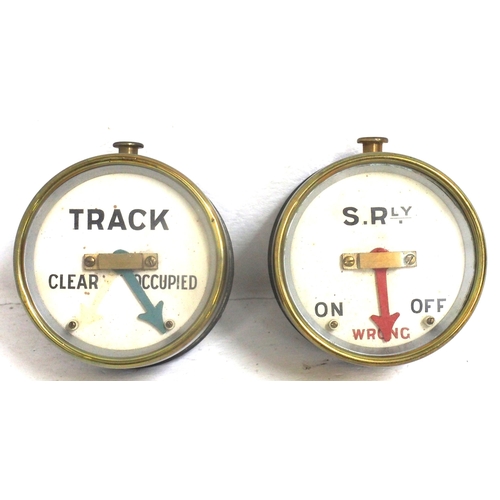 718 - Southern Railway brass cased signal box repeaters, needles free moving. (2) (Dispatch by Mailboxes/C... 