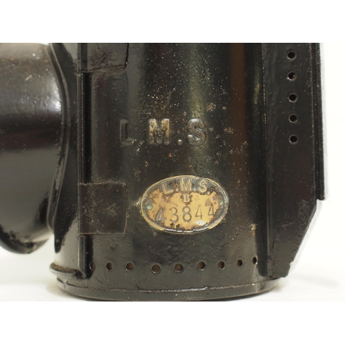 726 - London Midland & Scottish Railway 3 aspect handlamp complete with LMS wick assembly No 43844, BR(M) ... 