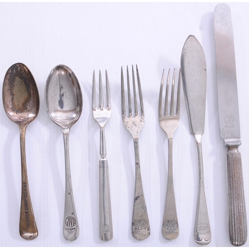 755 - Cutlery, GWR, a pair of luncheon basket forks, Bristol Joint Station dessert spoon, Hereford Station... 