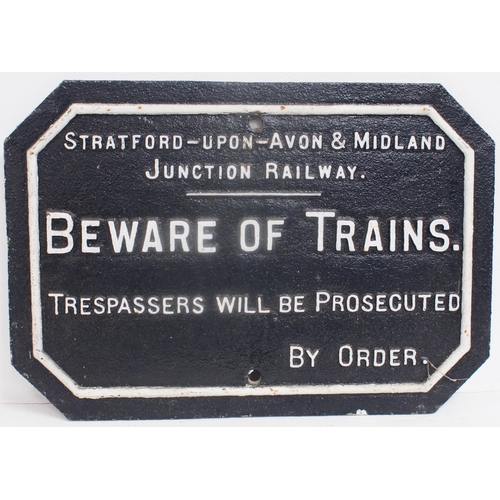 772 - Stratford upon Avon & Midland Junction Railway C/I trespass notice (TPSM202) 21¼