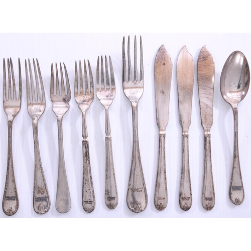 779 - Cutlery, Midland Hotels, spoon, three fish knives, five standard and one larger fork. (10)