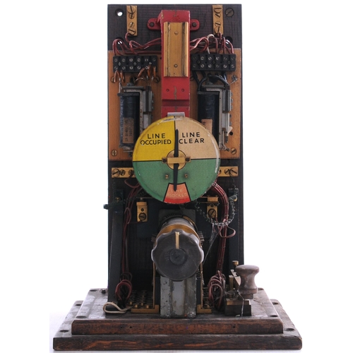 813 - LNER block instrument, wooden case, bakelite commutator, lacks the top (line blocked/clear) indicato... 