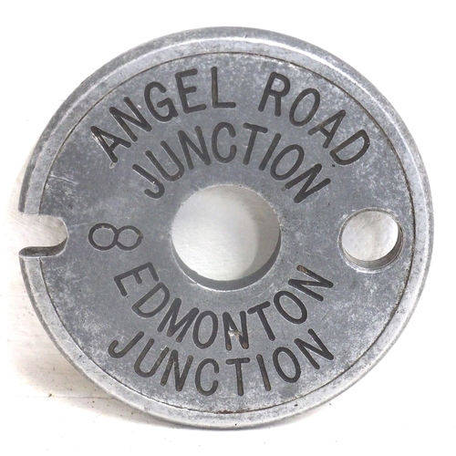 854 - Single Line Tyer's No 6 alloy tablet - Angel Road Junction - Edmonton Junction 8. Liverpool Street s... 