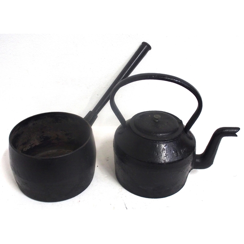 865 - British Railways (Midland) C/I kettle complete with lid, LNER C/I Saucepan 8