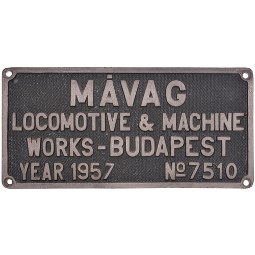 869 - Worksplate, Mavag, 7510, 1957, cast aluminium, 15