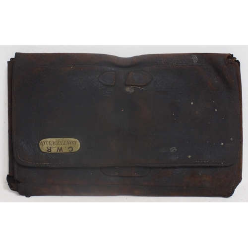 887 - Great Western Railway leather document pouch brass plated 