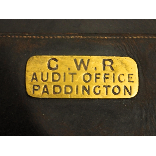 887 - Great Western Railway leather document pouch brass plated 