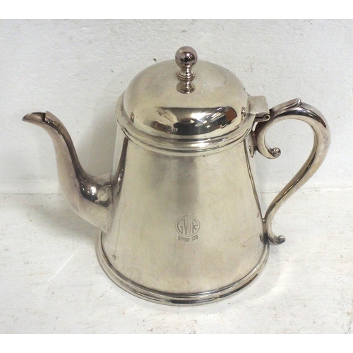 889 - Great Western Railway Hotels large dome topped teapot by Elkington, stands 7