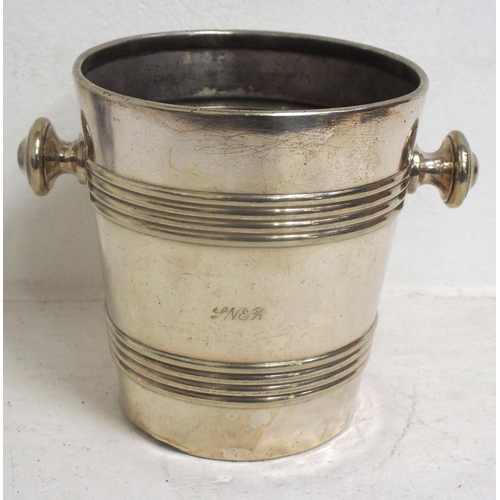 919 - London North Eastern Railway silverplated ice bucket by Walker & Hall, stands 8