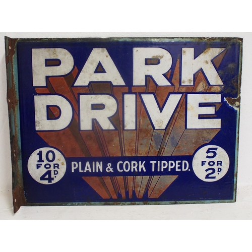 934 - Park Drive double sided & bracketed enamel advertising notice, 16