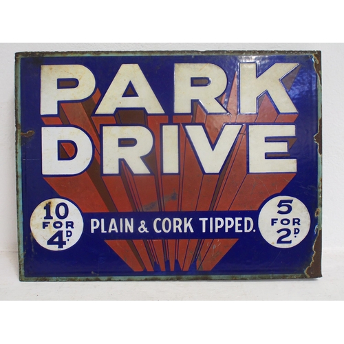 934 - Park Drive double sided & bracketed enamel advertising notice, 16