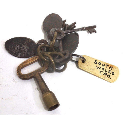 936 - British Railways TPO (Travelling Post Office) keys & key rings including 