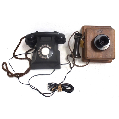 963 - London North Eastern Railway wooden cased wall telephone, case stamped 