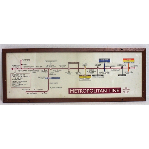 972 - Metropolitan Line railway carriage print panel route map issued January 1959, good condition though ... 