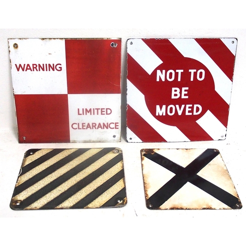 974 - British Railways lineside enamel notices - Limited Clearance, Not to be Moved (double sided), linesi... 