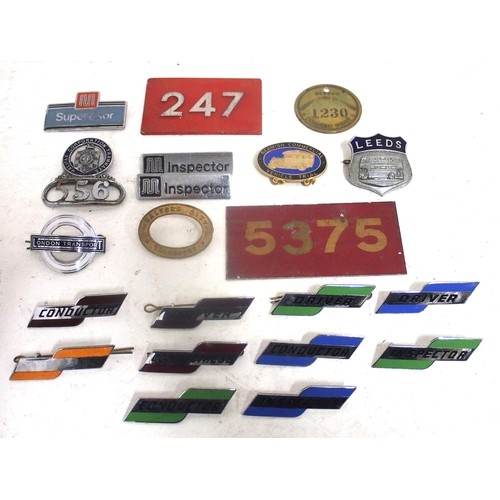 1000 - Miscellaneous bus uniform & pin badges including Halifax, London Transport, Leeds, Salford. (Dispatc... 