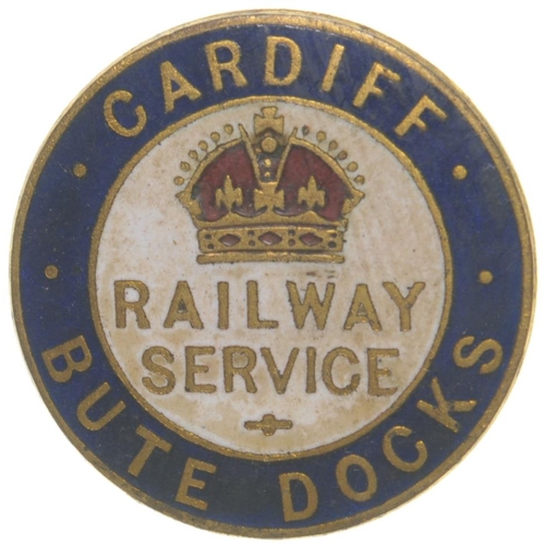 103 - A First World War Railway Service badge, CARDIFF BUTE DOCKS, by J Wyllie and Sons, London. Enamel on... 