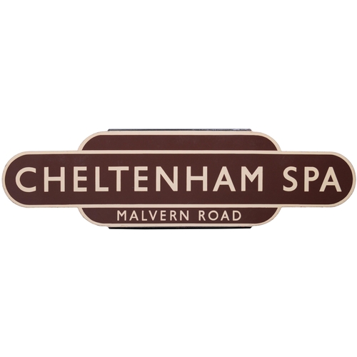 104 - A BR(W) totem sign, CHELTENHAM SPA MALVERN ROAD, (h/f), from the Stratford-upon-Avon to Cheltenham r... 