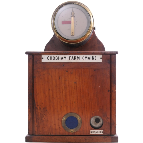 109 - An LNER (GER SECTION) block indicator, with large trafolite plate, CHOBHAM FARM (MAIN), utilising a ... 