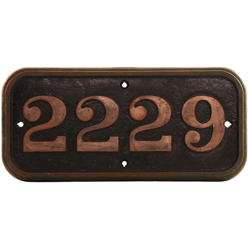 115 - A GWR cabside numberplate 2229 from a 2251 Class 0-6-0 built at Swindon in 1940. Allocated to Shrews... 