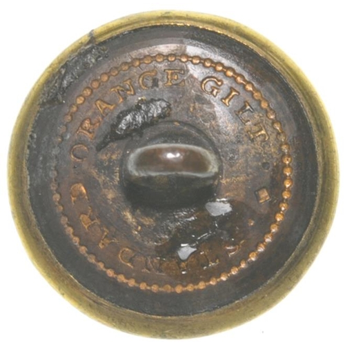 118 - An East Anglian Railways uniform button, featuring a winged wheel and belted garter, brass, ¾