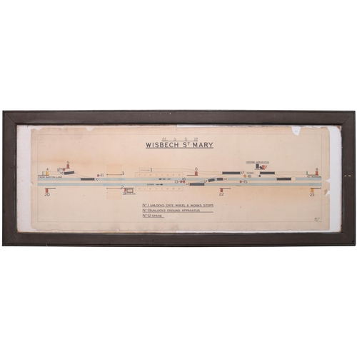 130 - An M&GN signal box diagram, WISBECH ST MARY, 1901, showing the route towards Murrow and Barton Lane ... 