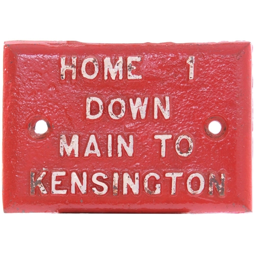 141 - A pair of LNWR signal lever description plates, HOME 1 DOWN MAIN TO KEW, also, HOME 1 DOWN MAIN TO K... 