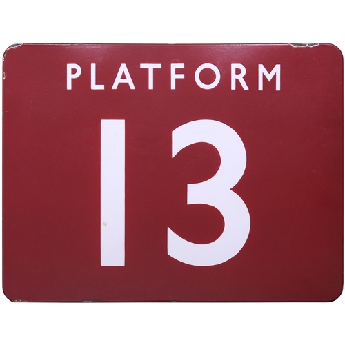 142 - A BR(M) station sign, PLATFORM 13, (f/f), from one of the larger stations, Euston, New Street, Manch... 