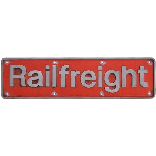 147 - A Class 47 nameplate, RAILFREIGHT, as carried on the front of the locomotive below the cab window. T... 