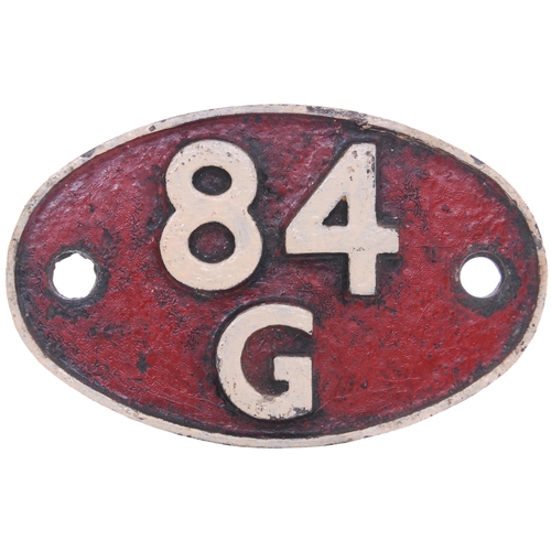 163 - A shedplate, 84G, Shrewsbury (1948-January 1961), Kidderminster (January 1961-September 1963). The r... 