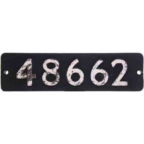 179 - A smokebox numberplate, 48662, from a LMS Class 8F 2-8-0 No 8662 built to Railway Executive Committe... 