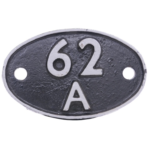 184 - A shedplate, 62A, Thornton Junction (1948-September 1969). The front repainted. (Postage Band: B)